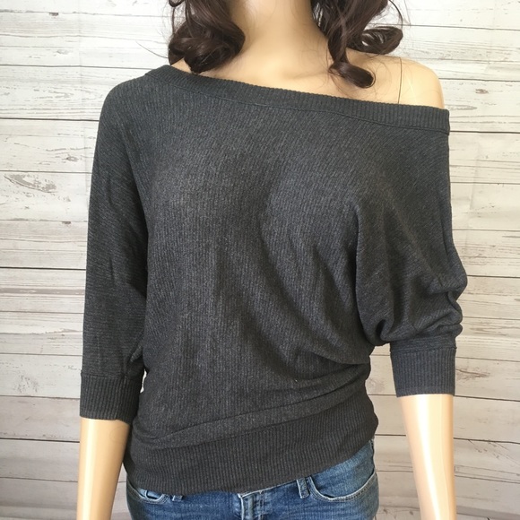 aerie Sweaters - Aerie Grey Knit Off the Shoulder Sweater